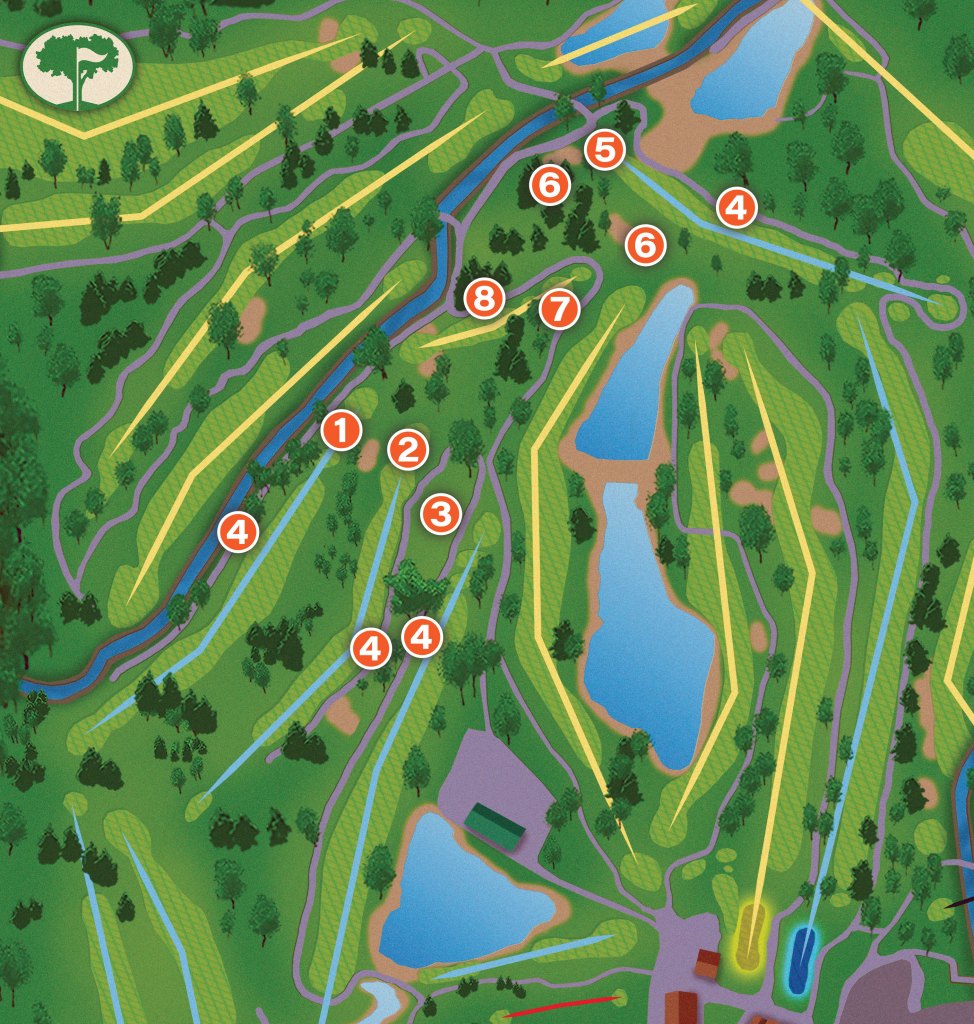 A map of the Blue Course shows where various improvements are being made.